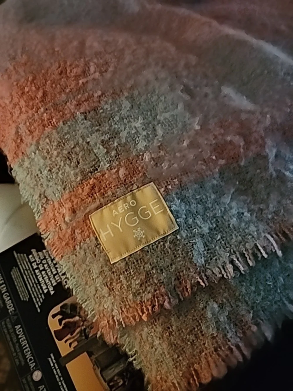 Aero Hygge Peach & Sage Striped Cozy Throw Blanket